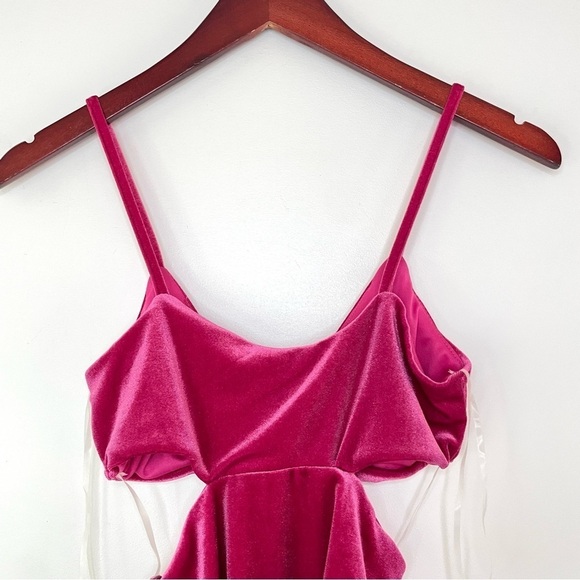 Just Polly velvet cutout bodysuit pink bow women’s small NWT - Picture 10 of 12